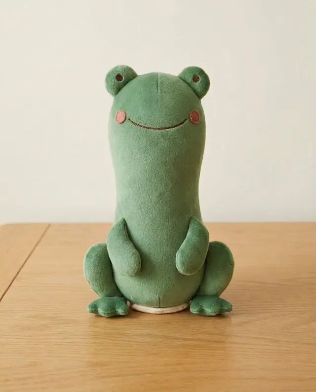 Sitting Frog Plush, a finished stuffed toy sewn from the pattern