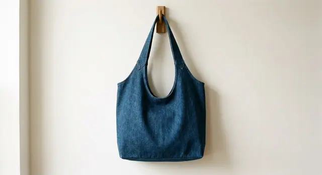 A finished slouchy hobo bag sewn from the Sewzy pattern